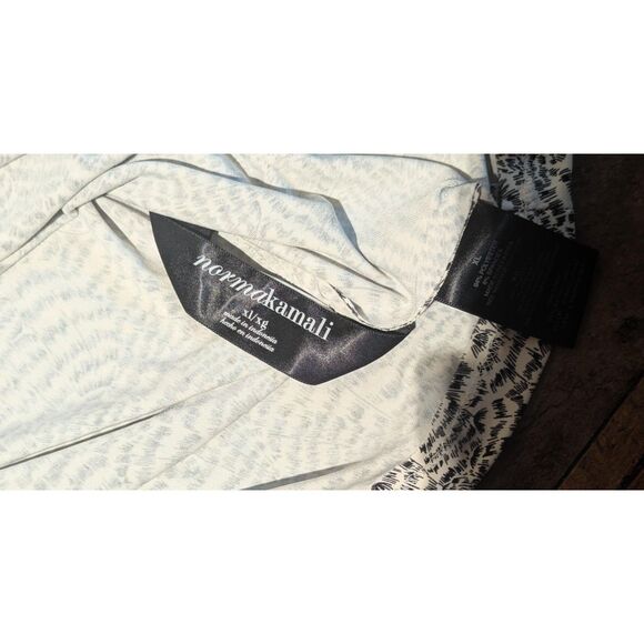 Norma Kamali Black White Abstract Print Dolman Sleeve Cowl Neck Tunic Dress XL - Picture 2 of 5